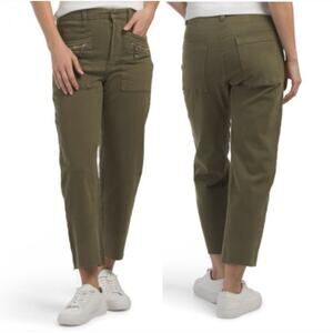 Le Jean Military Green Utility Zip Straight Leg Pants